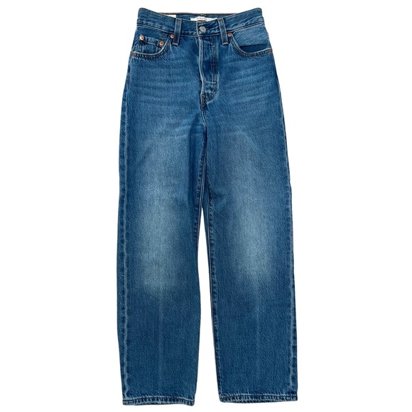 Levi's Denim - Levi's Ribcage, Straight Leg, Button Fly, Medium Wash - Size 23